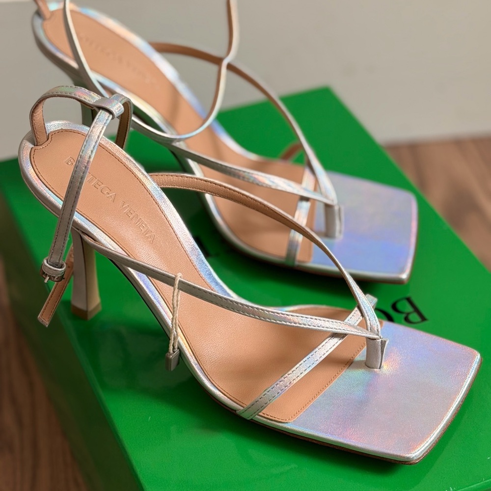 Bottega Veneta Iridescent Silver Heels